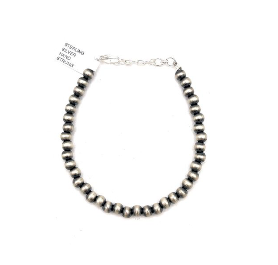 Handstrung Sterling Silver 5MM Pearl Bracelet