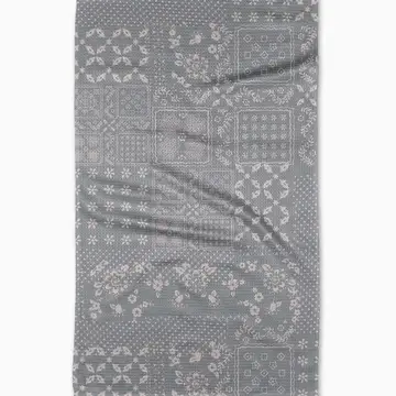 Blossoming Bandanna Grey Tea Towel