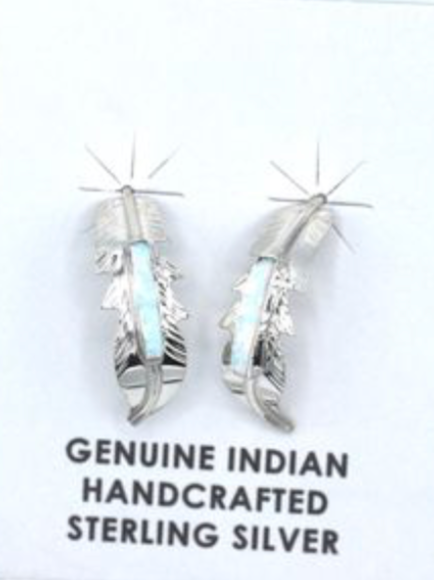Navajo Handmade Opal Earrings-Allen Barney