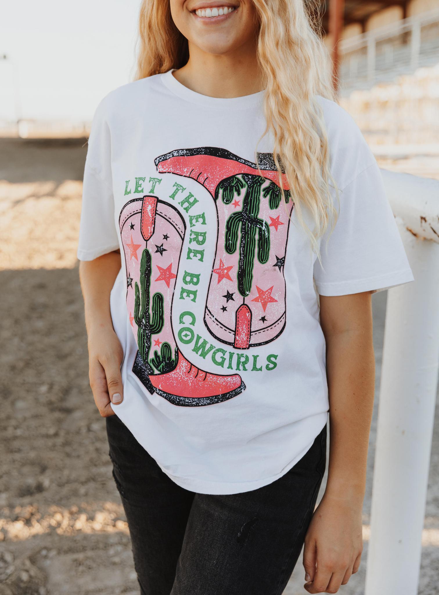 LET THERE BE COWGIRLS  GRAPHIC TEE - MINERAL IVORY