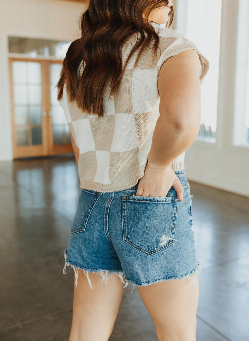 High Rise Distressed Hem A-Line Shorts | Swan River
