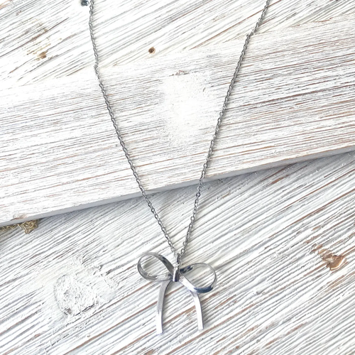 Bow Necklace Slip Knot Trendy Jewelry SILVER