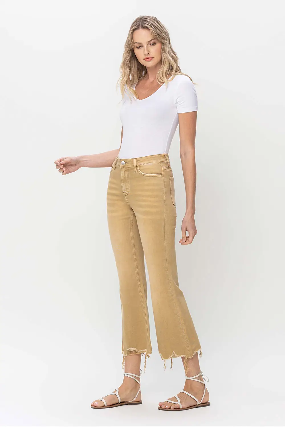 VINTAGE HIGH RISE CROP FLARE - CROISSANT