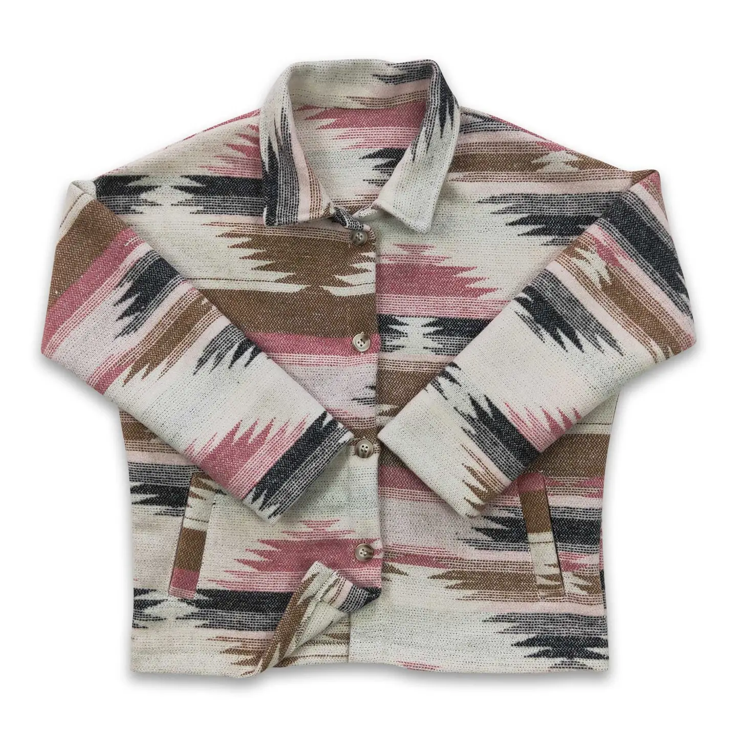 KIDS AZTEC PRINTED SHACKET - PINK