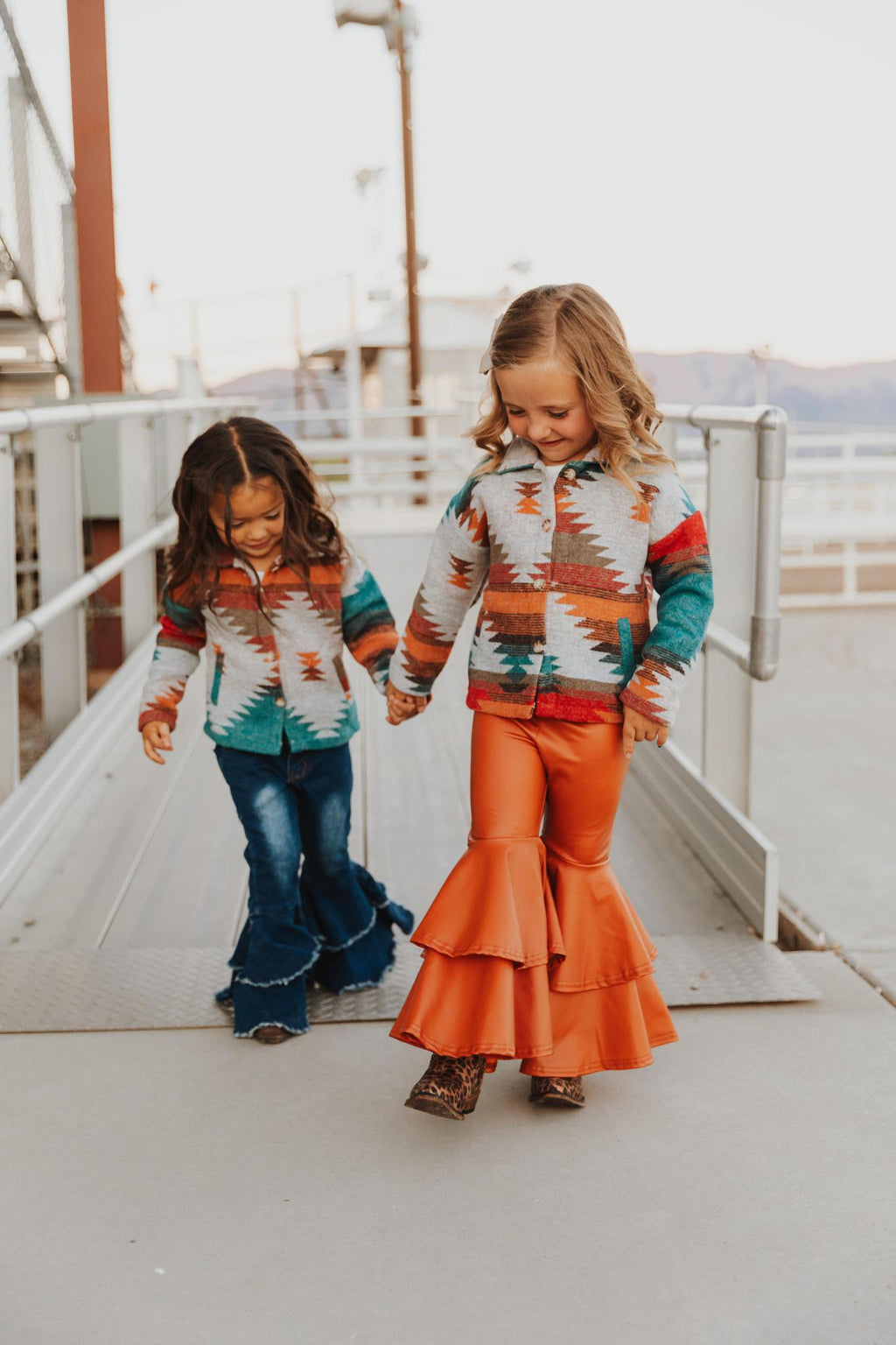KIDS AZTEC PRINTED SHACKET - BLUE, RUST, RED