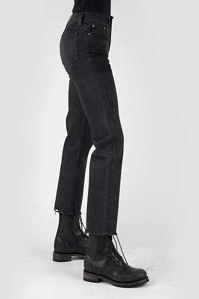 WOMENS JEAN HIGH RISE STRAIGHT PLAIN BACK PKT HIGH RISE STRAIGHT CROP 11-054-0915-3001 BL
