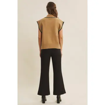 Consciously Made Modern Henley Style Sweater Vest. - GOLDEN HONEY