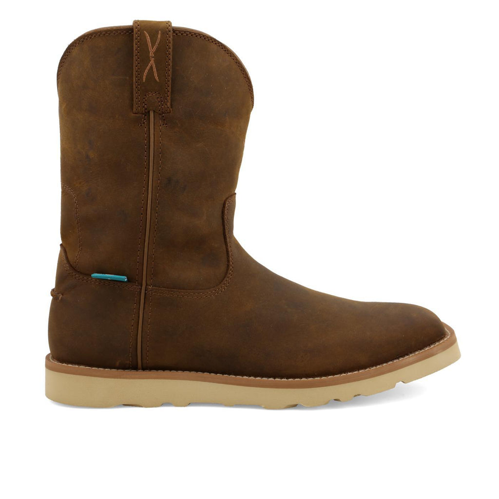 10" Work Pull On Wedge Sole Boot - Distressed Saddle MCBW001