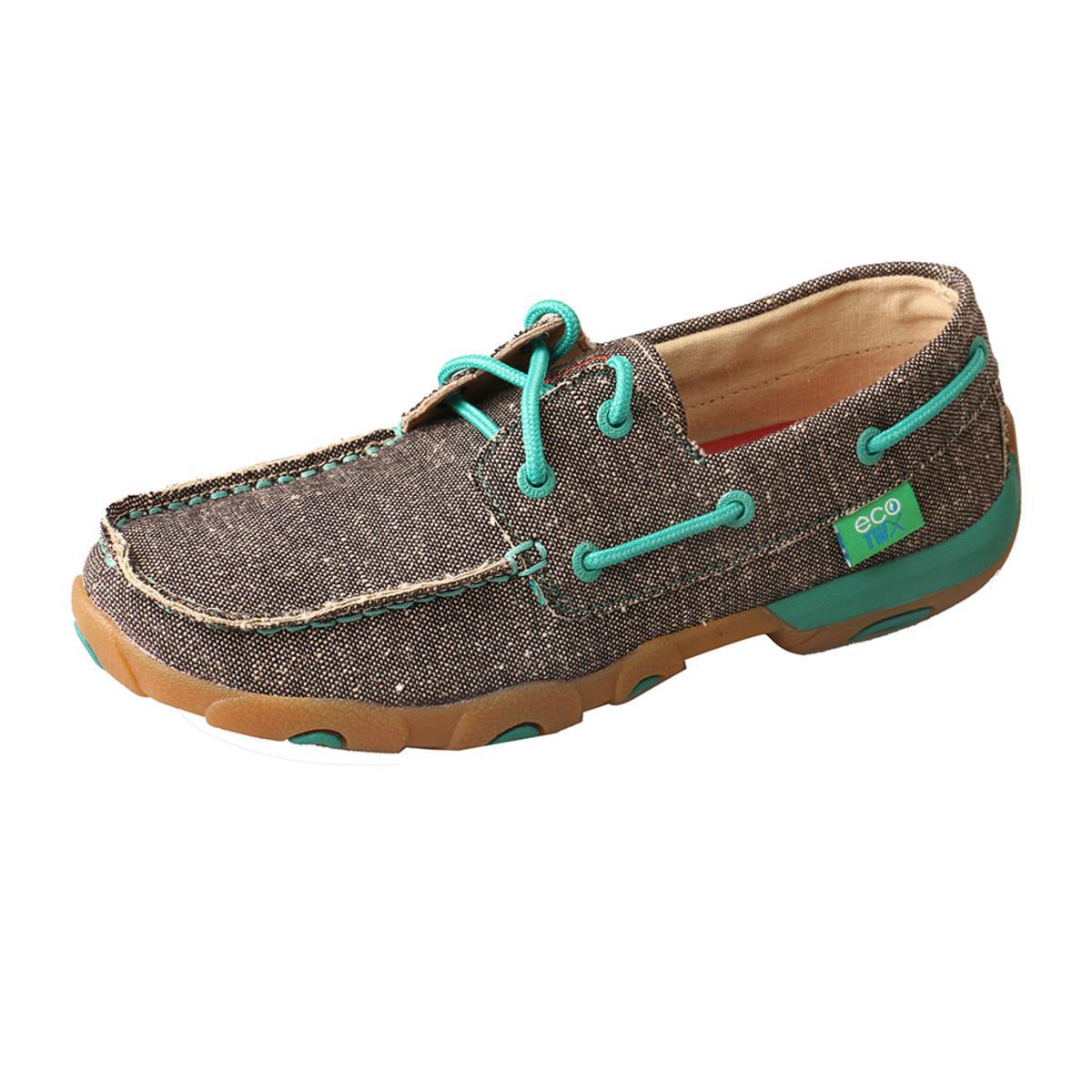 WOMENS BOAT DRIVING MOCCASINS - DUST/TURQ WDM0085