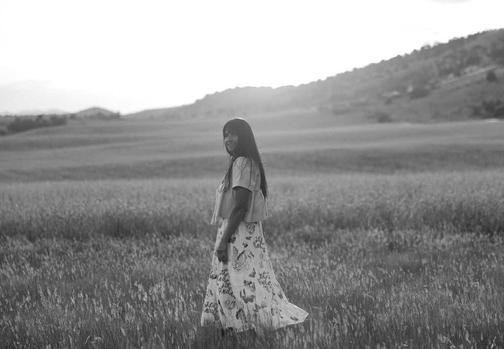 Western Print Dress - Cream