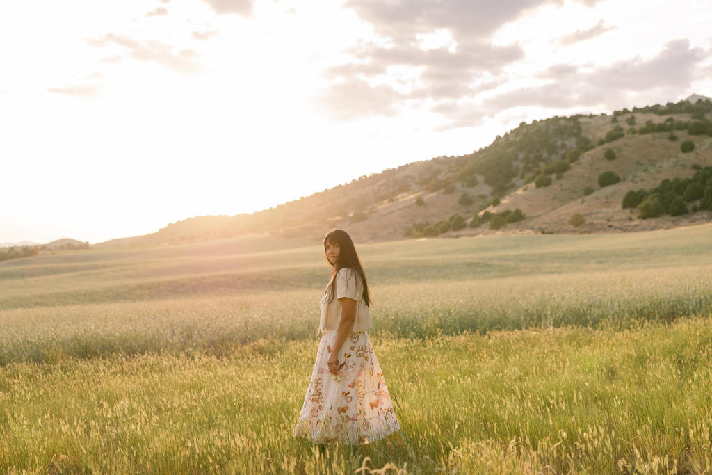 Western Print Dress - Cream