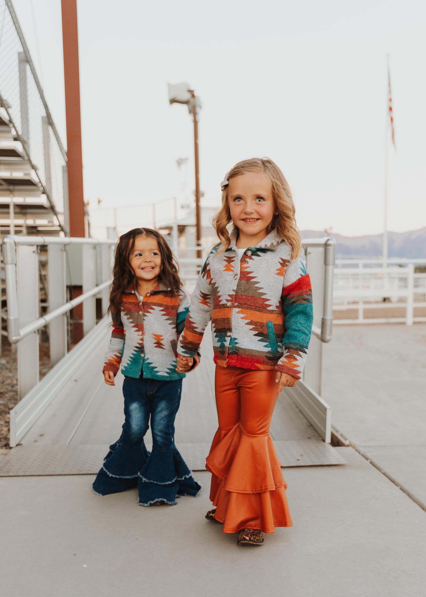 LEATHER DOUBLE LAYER BELL BOTTOMS - RUST