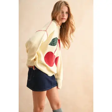Cherry Patch Front Sweater Top