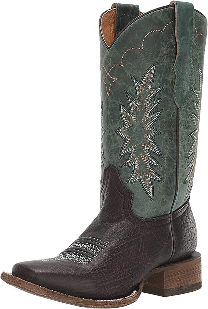 TN CHOCOLATE/BLUE EMBROIDERY SQ. TOE - TYSON SELECTION T0018