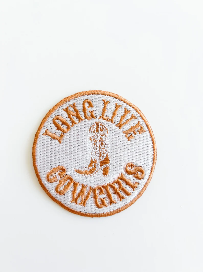 Brown Long Live Cowgirls Embroidered Iron-On Patch Western