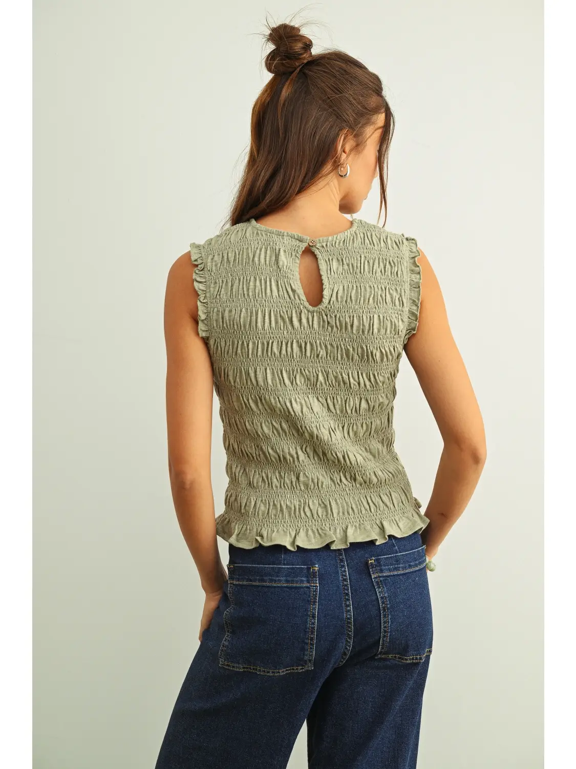 Sleeveless with All Over Smocking Top - SAGE
