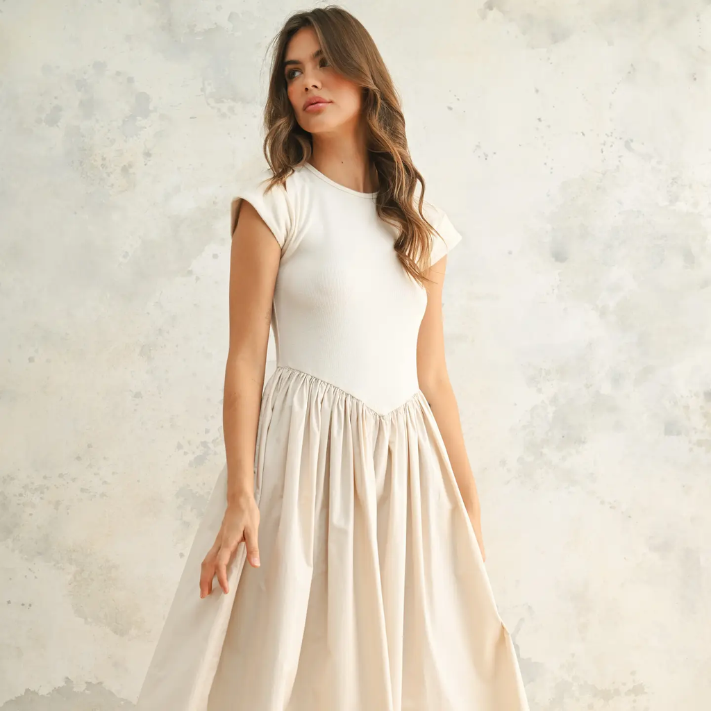 Rib and Woven Skirt Combo Dress