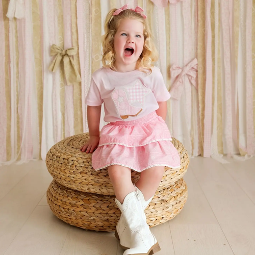 Bandana Cowgirl Patch Western Short Sleeve T-Shirt - Kids