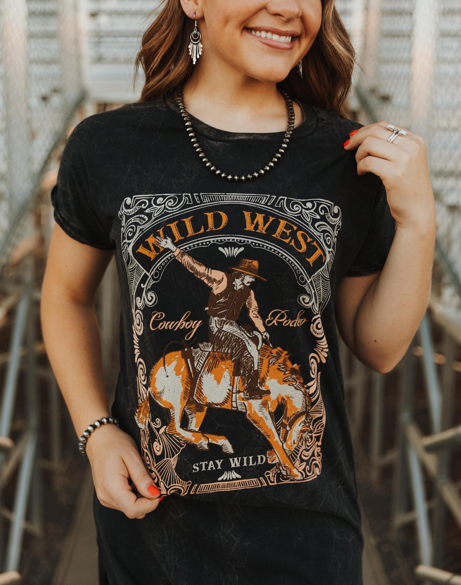 WILD WEST GRAPHIC DRESS - MINERAL WASH BLACK