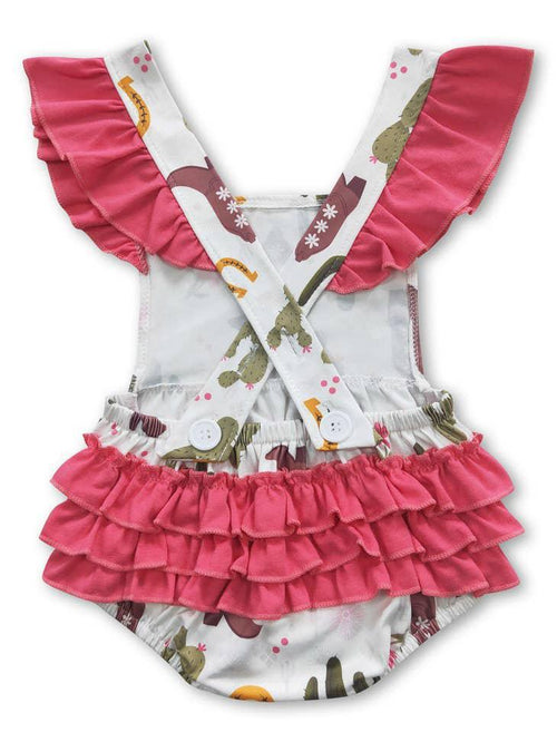 CACTUS BOOTS BUBBLE BABY GIRL ROMPER