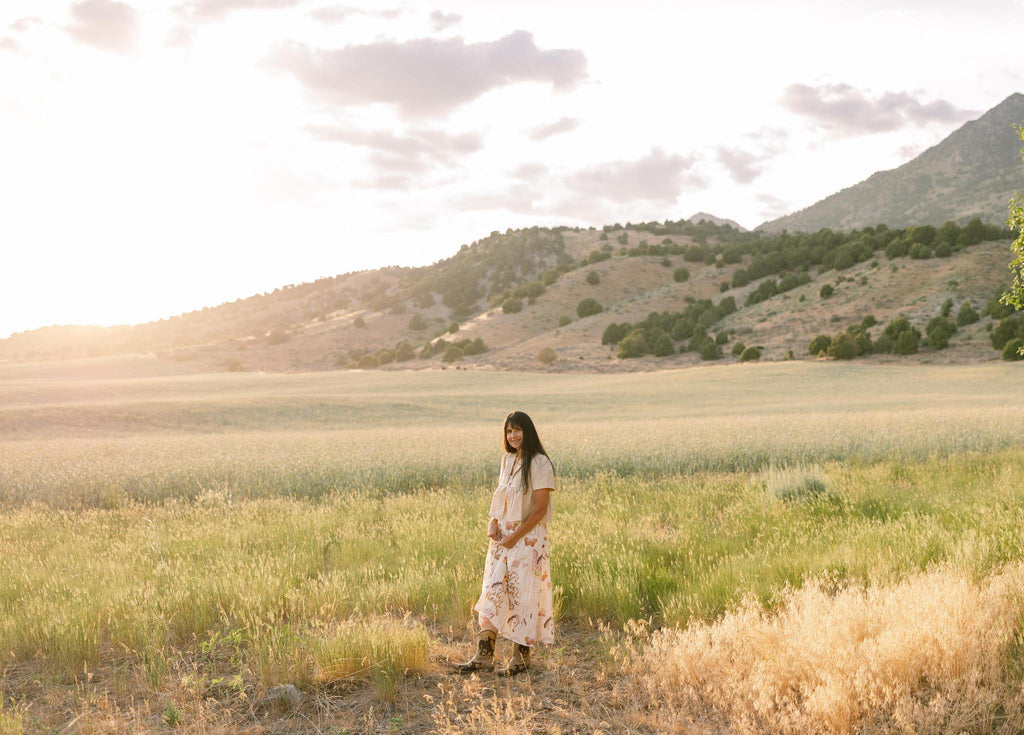 Western Print Dress - Cream