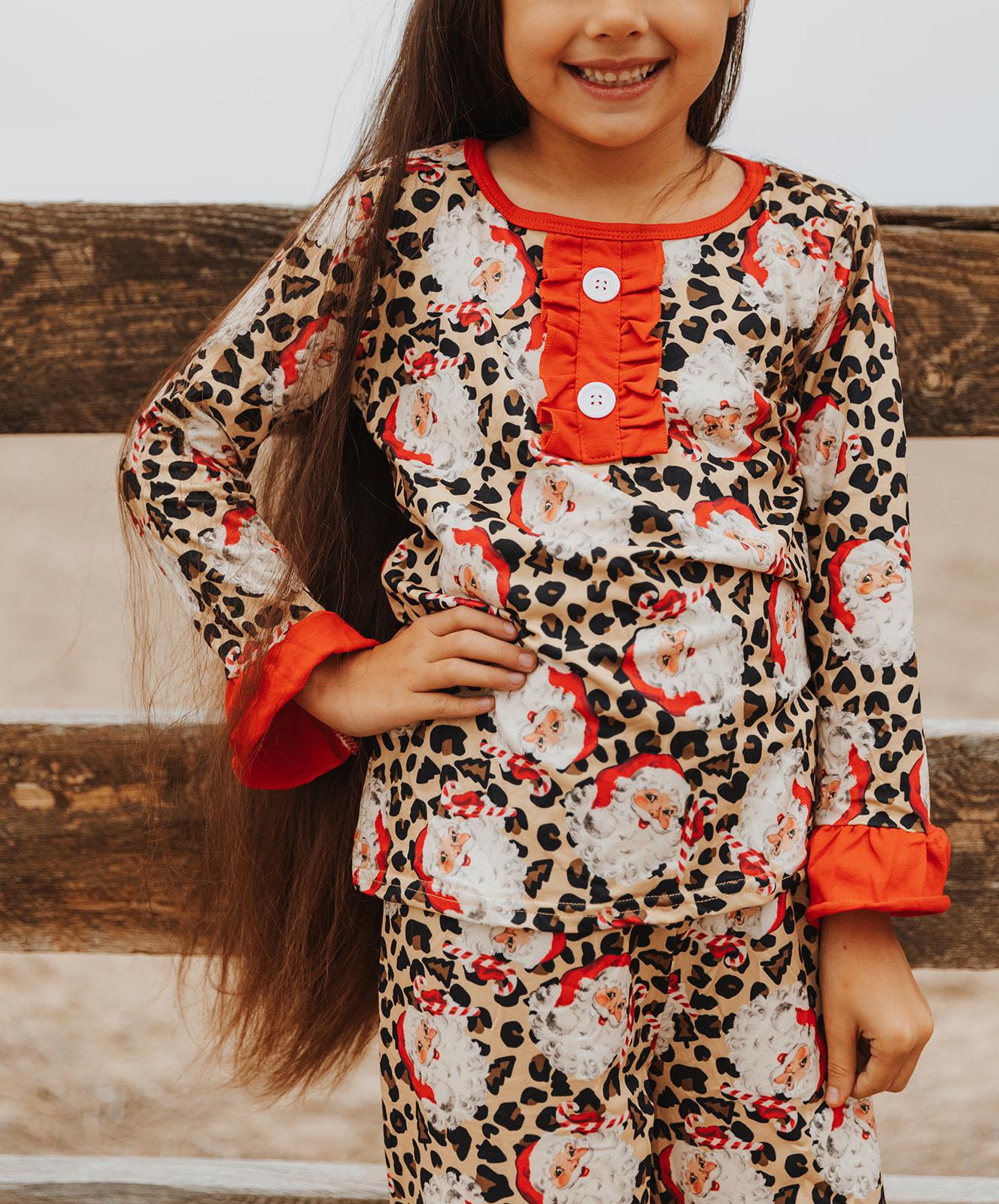 LEOPARD SANTA CHRISTMAS PAJAMA SET