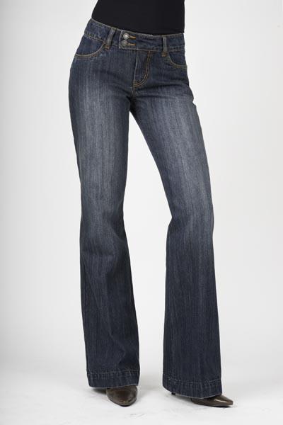 WOMENS JEAN STRETCH DENIM FABRIC 214 CITY TROUSER/ DARK WASH - (LONG ONLY) 11-054-0202-0130 BU