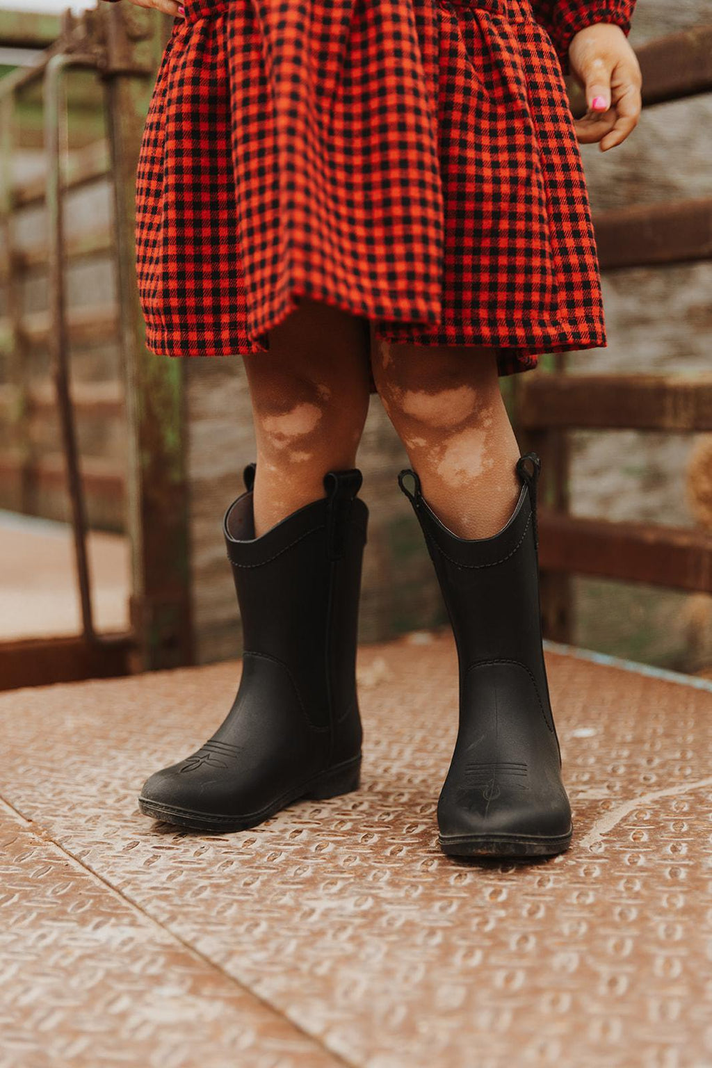 RED CHECK RUFFLE DRESS