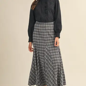 Ruffled Lace Trim Button Down Top - Black