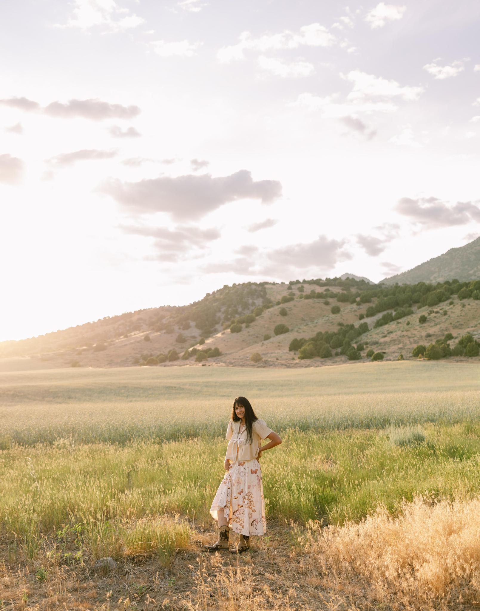 Western Print Dress - Cream