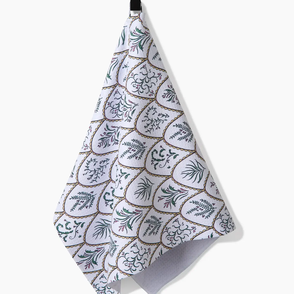 Floral Scallops Tea Towel