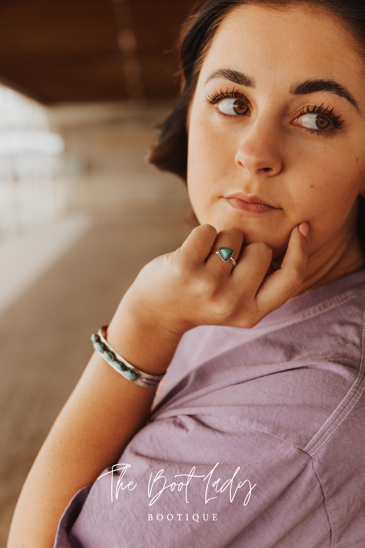 ADJUSTABLE TRIANGLE TURQUOISE STACKER RING