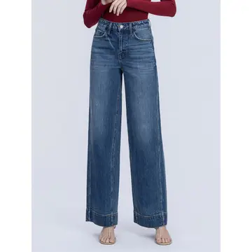 Super High Rise Trouser Hem Baggy Wide Leg Jeans