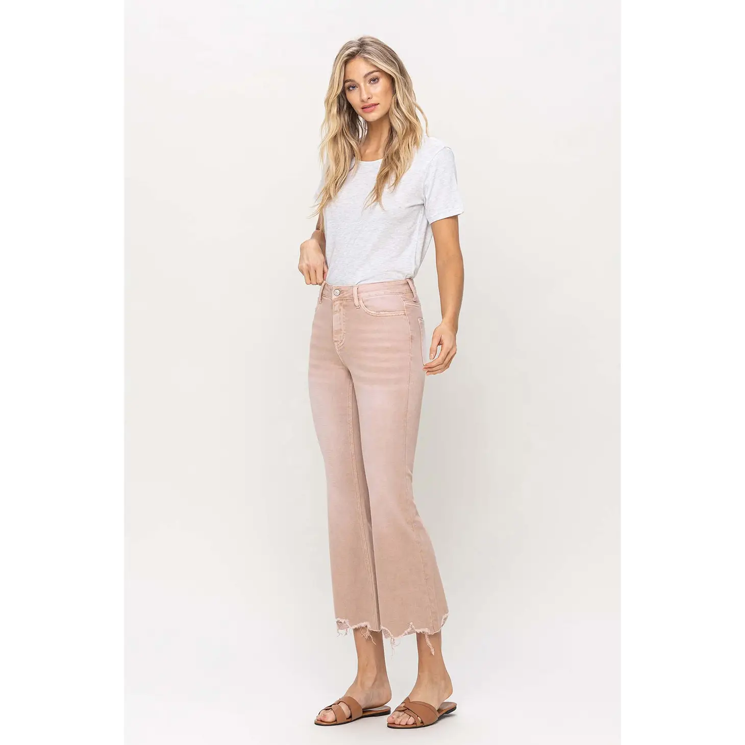 VINTAGE HIGH RISE CROP FLARE - CORAL