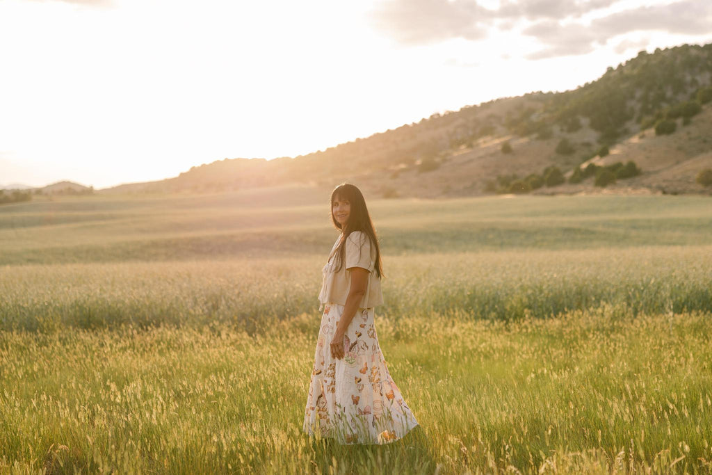 Western Print Dress - Cream