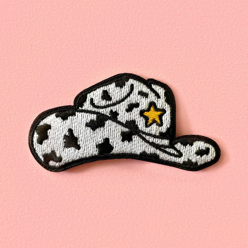 Cow Print Cowboy Hat Patch
