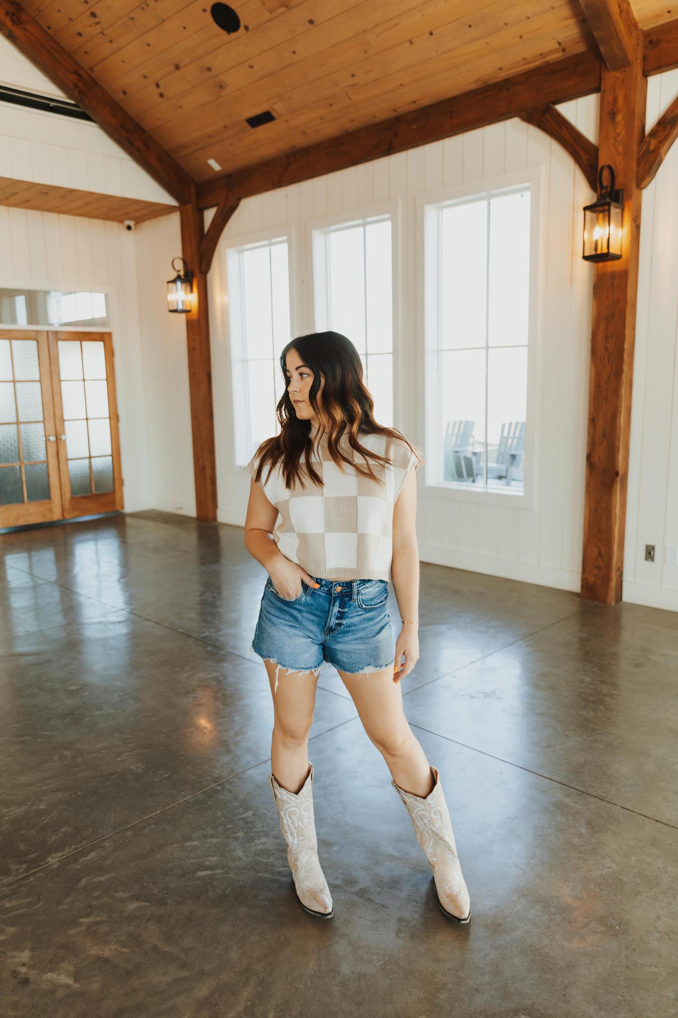 High Rise Distressed Hem A-Line Shorts | Swan River
