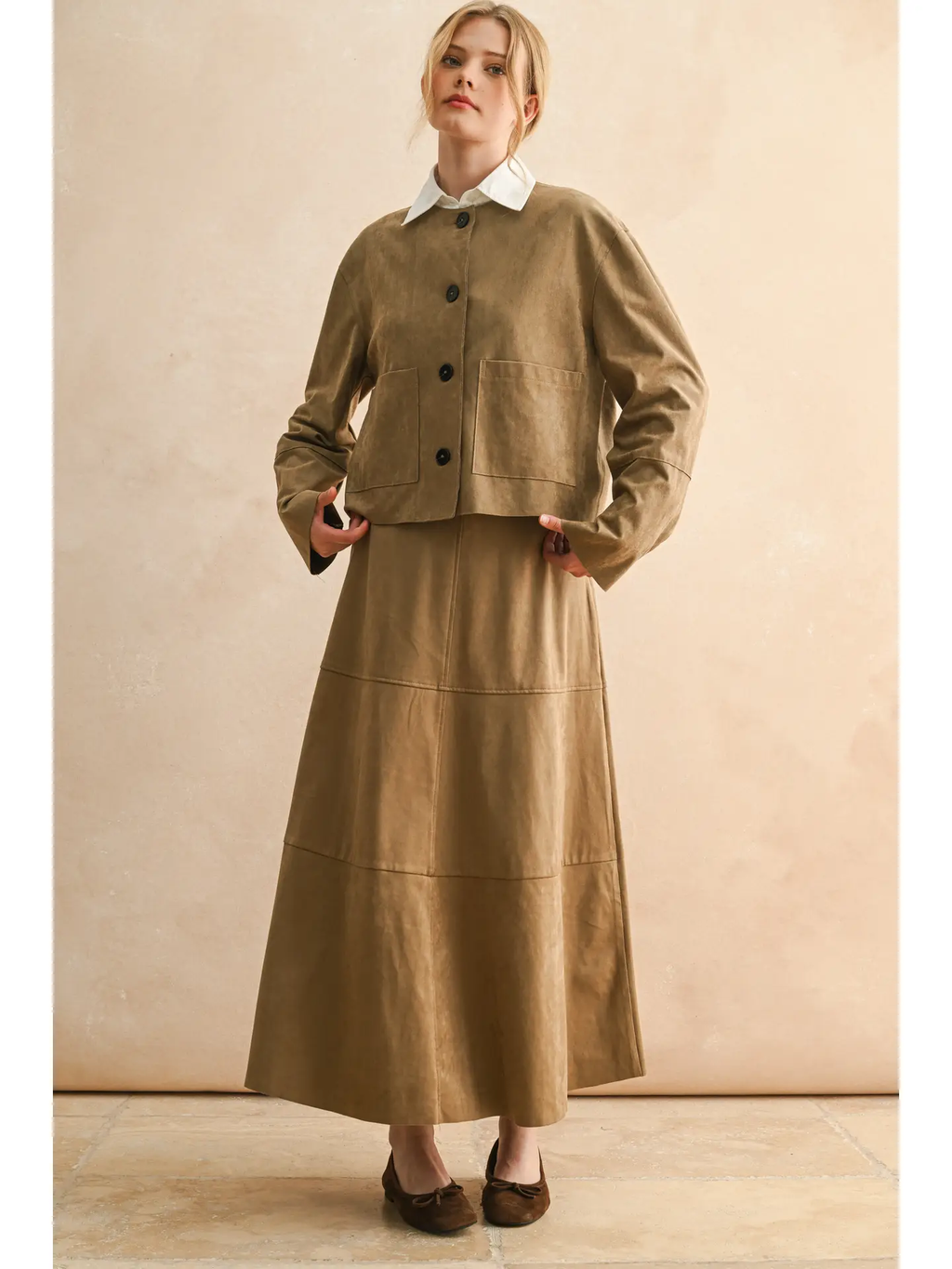 Suede A-Line Skirt
