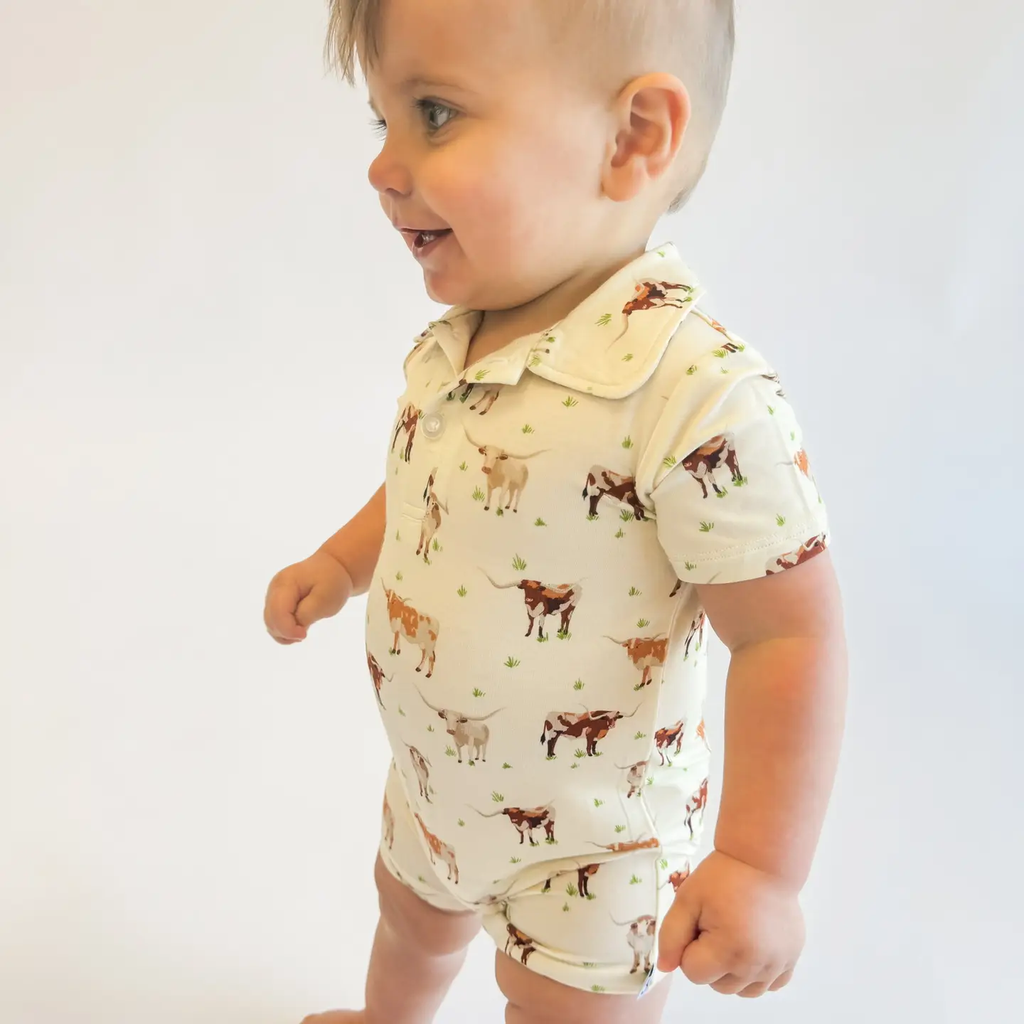 Longhorns Short Sleeve Polo Romper