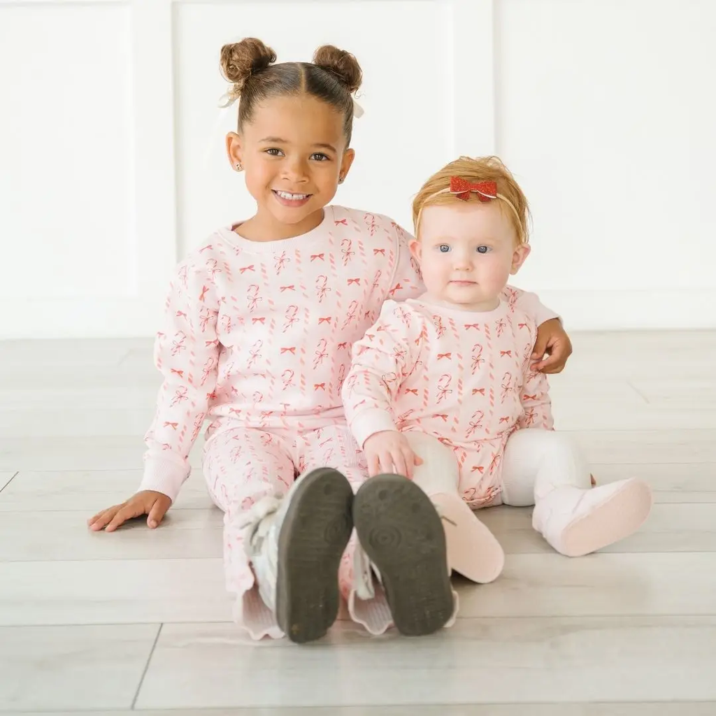 Candy Cane Lane Christmas Long Sleeve Romper - Baby Clothing