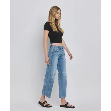 High Rise Barrel Leg Jeans - TINGLE