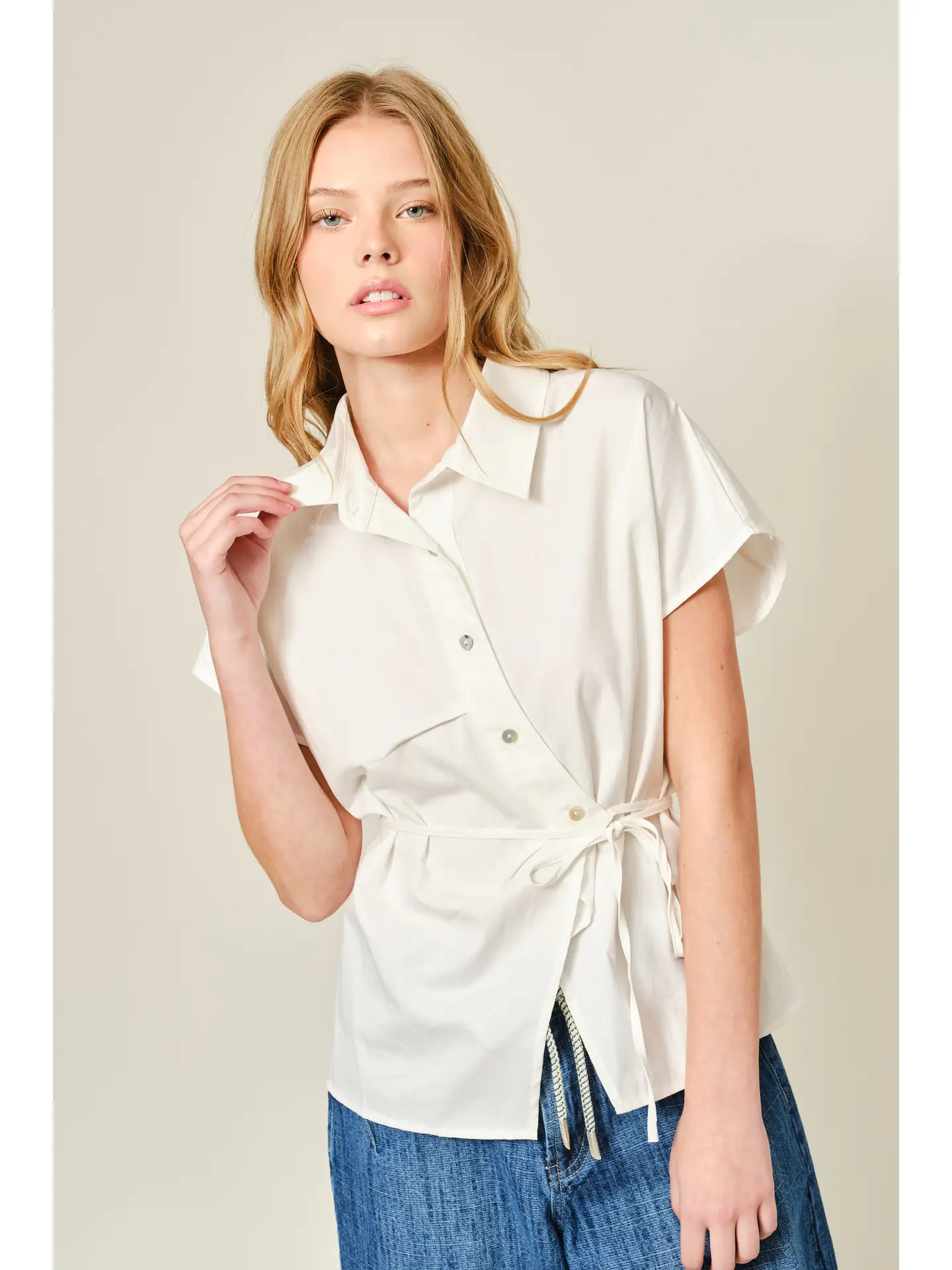 Belted Detail Cotton Shirts