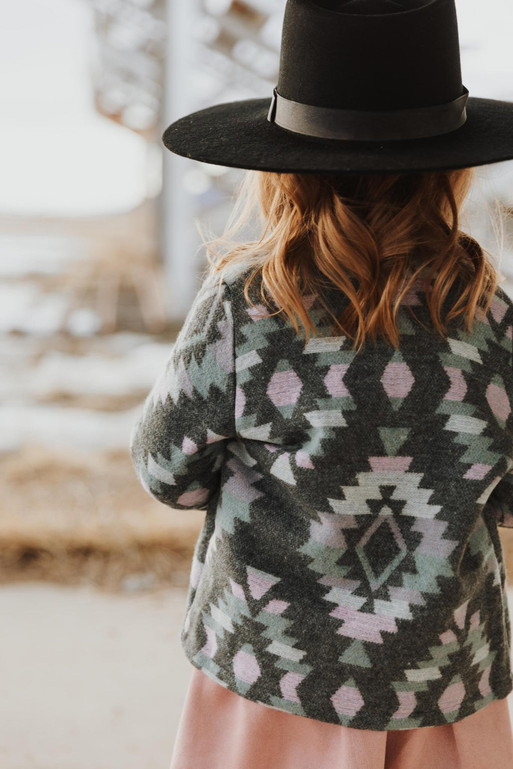 GIRLS AZTEC PRINTED JACKET WITH SIDE ZIPPER