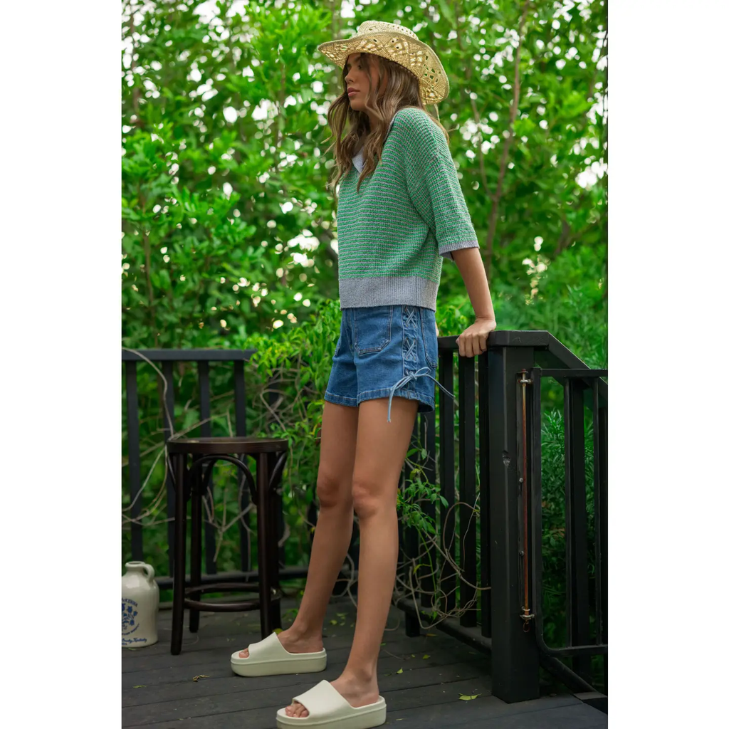 Lace Up On the Side Denim Shorts