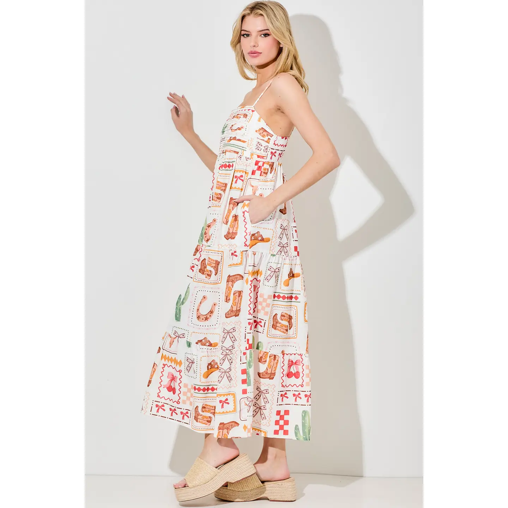 Western Print Maxi Dress