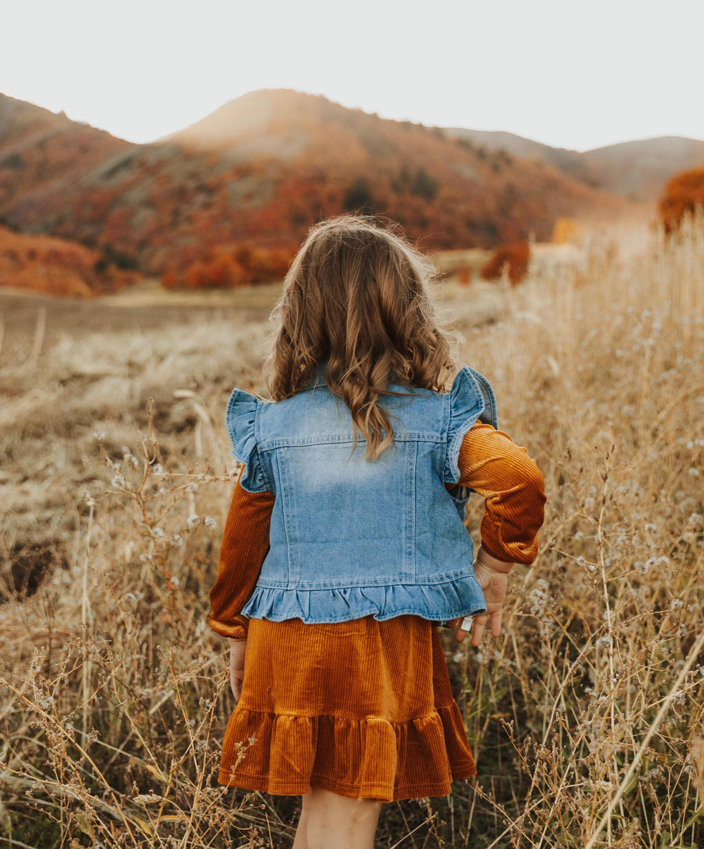 DENIM RUFFLE GIRL VEST