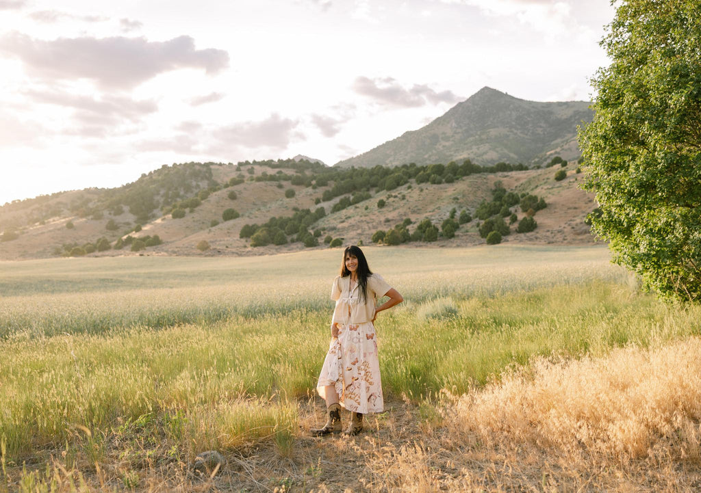 Western Print Dress - Cream