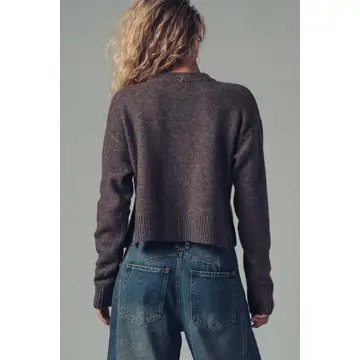 Relaxed Wool Blend Button-Up Cardigan - MOCHA