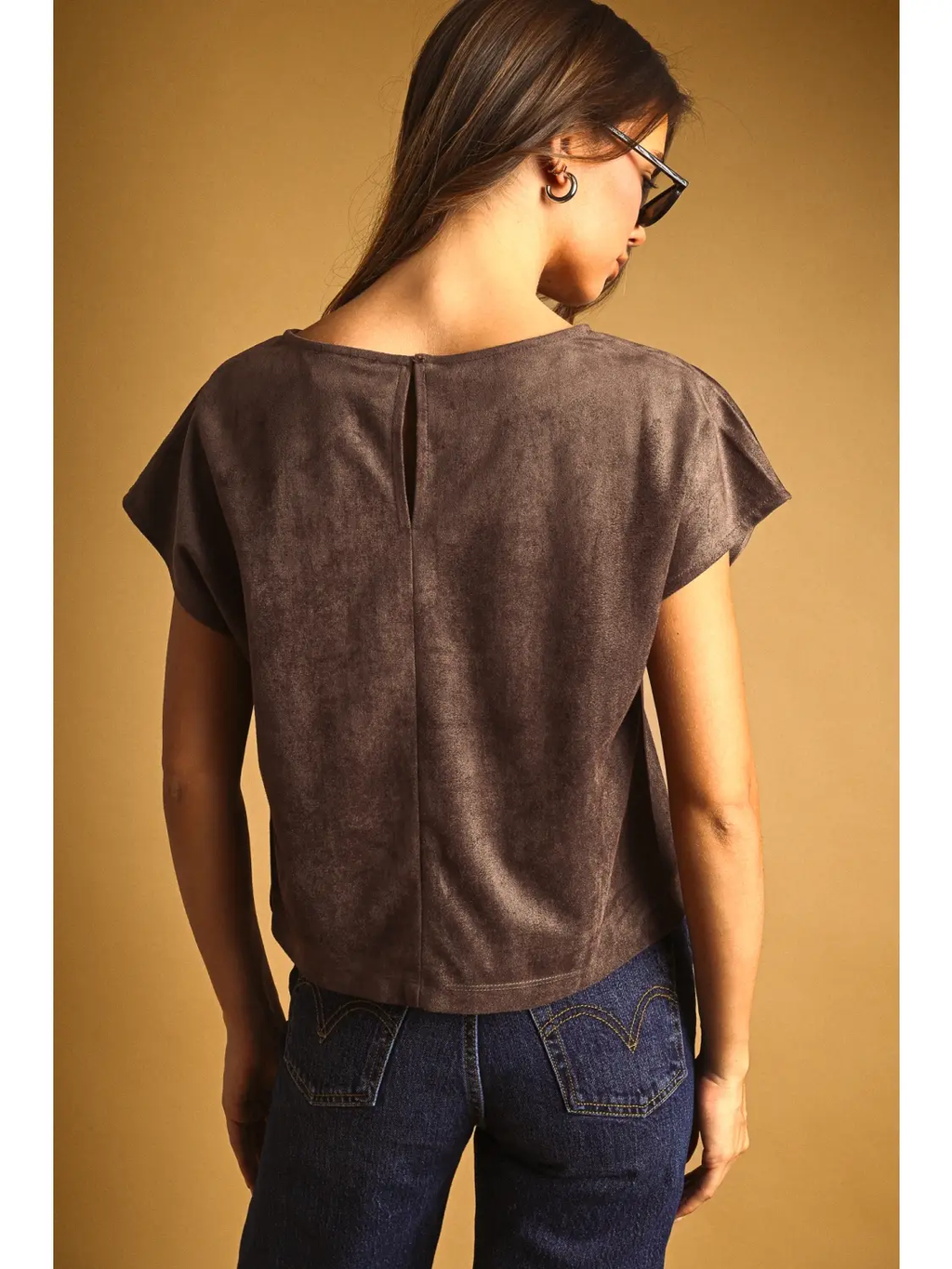 Suede Crop Top - RED BEAN