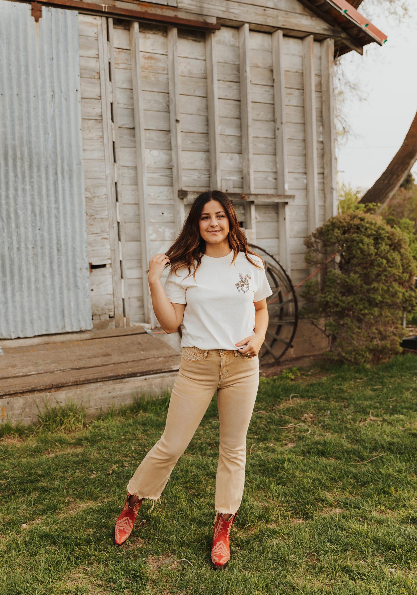 VINTAGE HIGH RISE CROP FLARE - CROISSANT